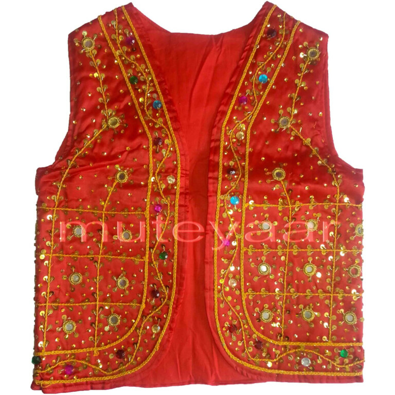 Embroidered RED VEST for  Bhangra dance costume  / outfit