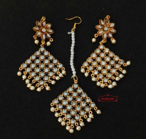 Kundan Work Punjabi Tikka set J0470