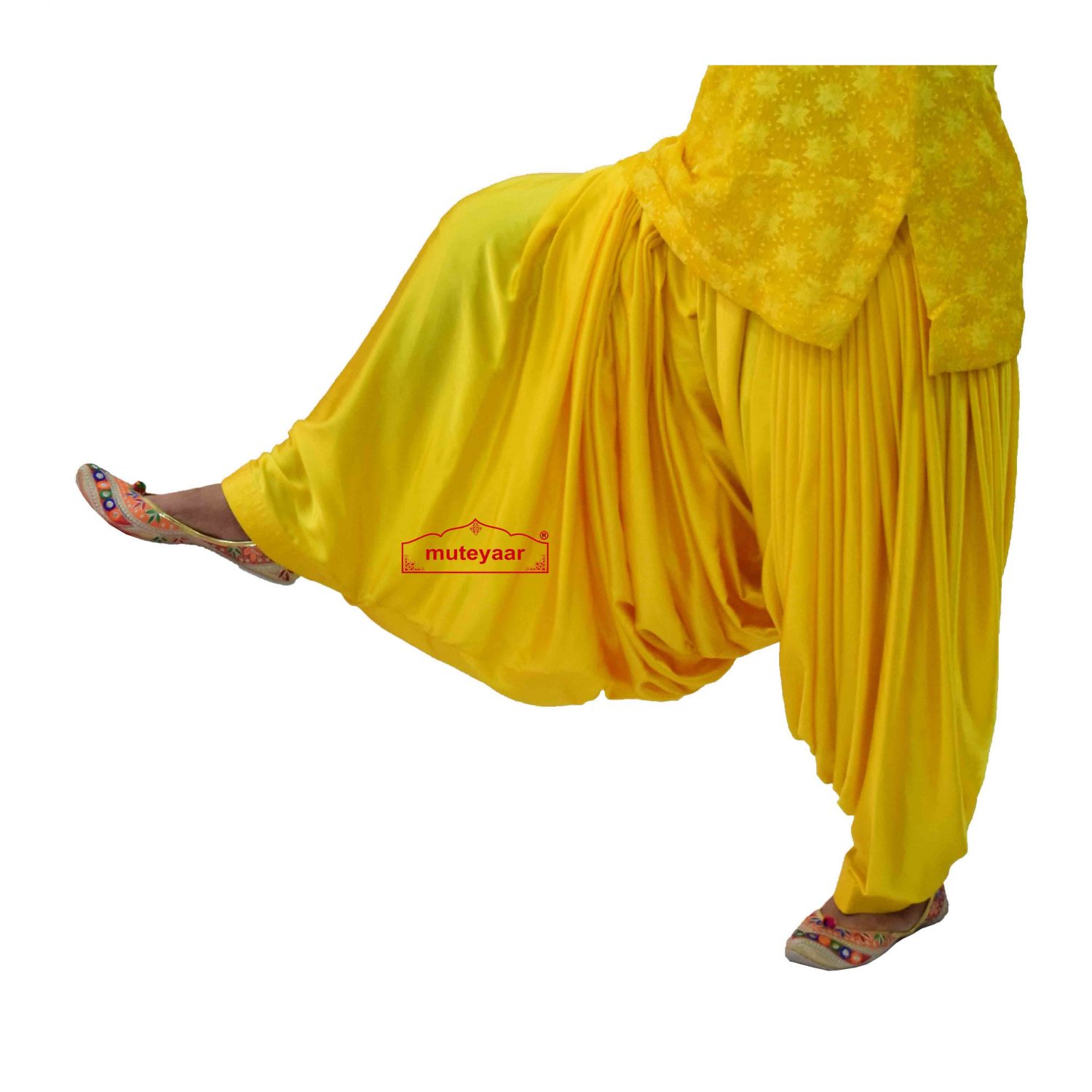 Shiny Satin Silk Maharani Patiala Salwar - Custom Stitched 6