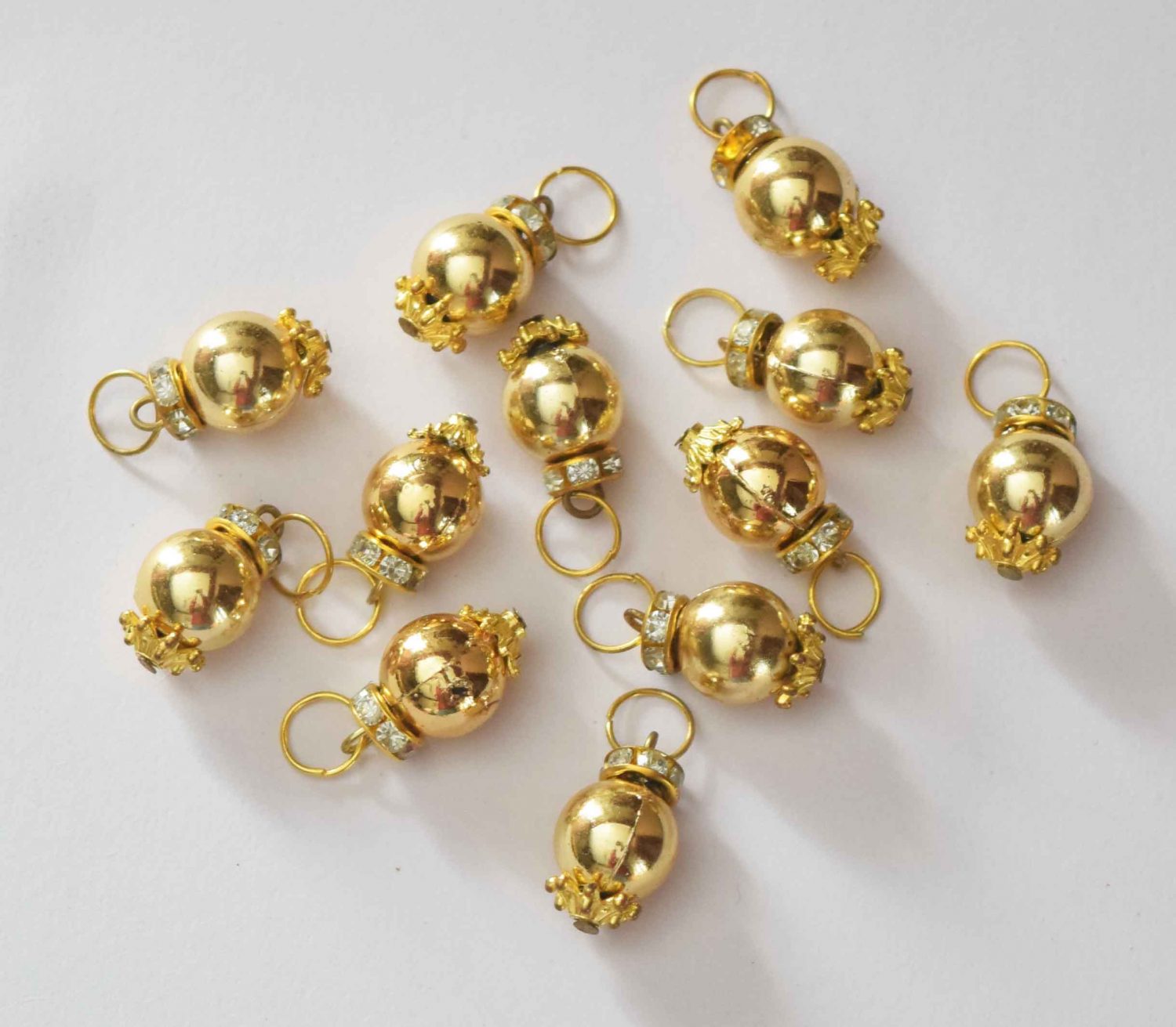12 Pieces Lot of 2cm size Golden Ball Latkan Dangles LK083 1