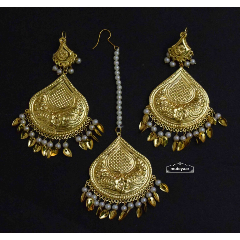 Tear Drop Punjabi Earrings Tikka set J0496