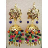 Multicolour Beads Gold Polished Traditional Punjabi Jhumki J0474
