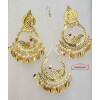 Cut Work Gold Polished Punjabi Earrings Tikka set J0477