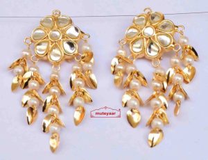 Kundan Earrings Gold Polished Traditional Punjabi Jhumki J0483