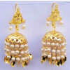 White Beads Gold Polished Traditional Punjabi Jhumki J0484