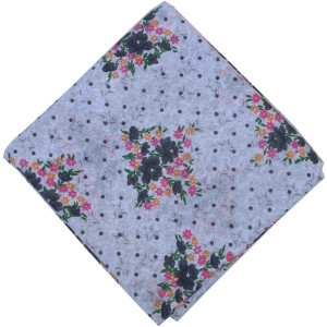 Grey Flowers allover print Pure cotton fabric PC445