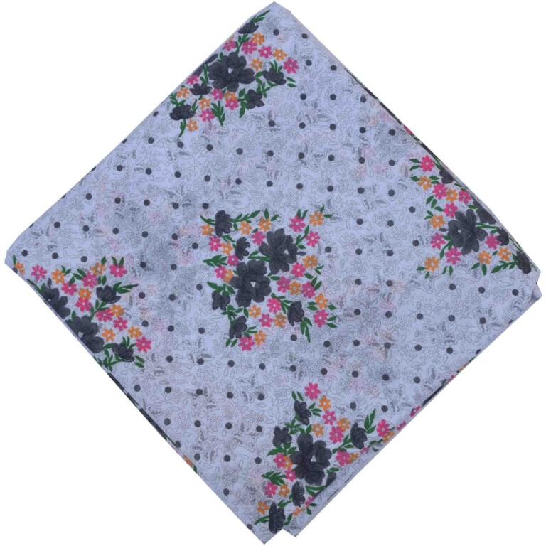 Grey Flowers allover print Pure cotton fabric (Price by meters) PC445