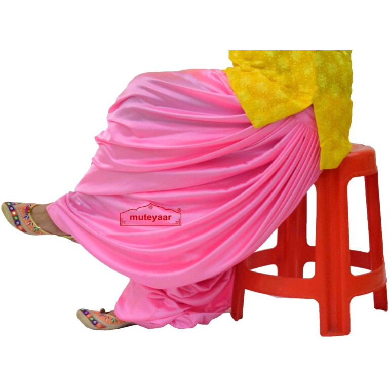 Pink Satin Maharani Patiala Salwar