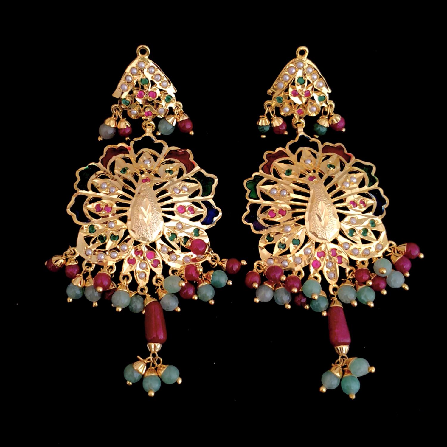 Peacock design Jadau Earrings Jhumka J0299 1 Peacock design Jadau Earrings Jhumka J0299