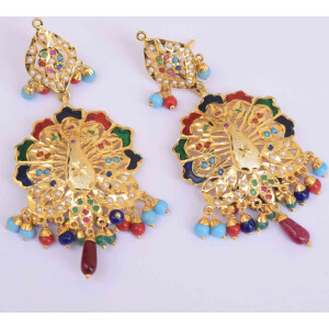 Peacock design Jadau Punjabi Traditional Jewellery Earrings Jhumka J0300