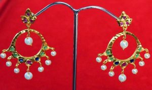 Jadau Gold Polished Traditional Punjabi Earrings set J0379