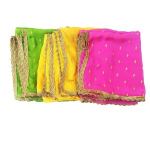 Golden Polka Print Dupatta Semi Chinon with Pakhi Gota