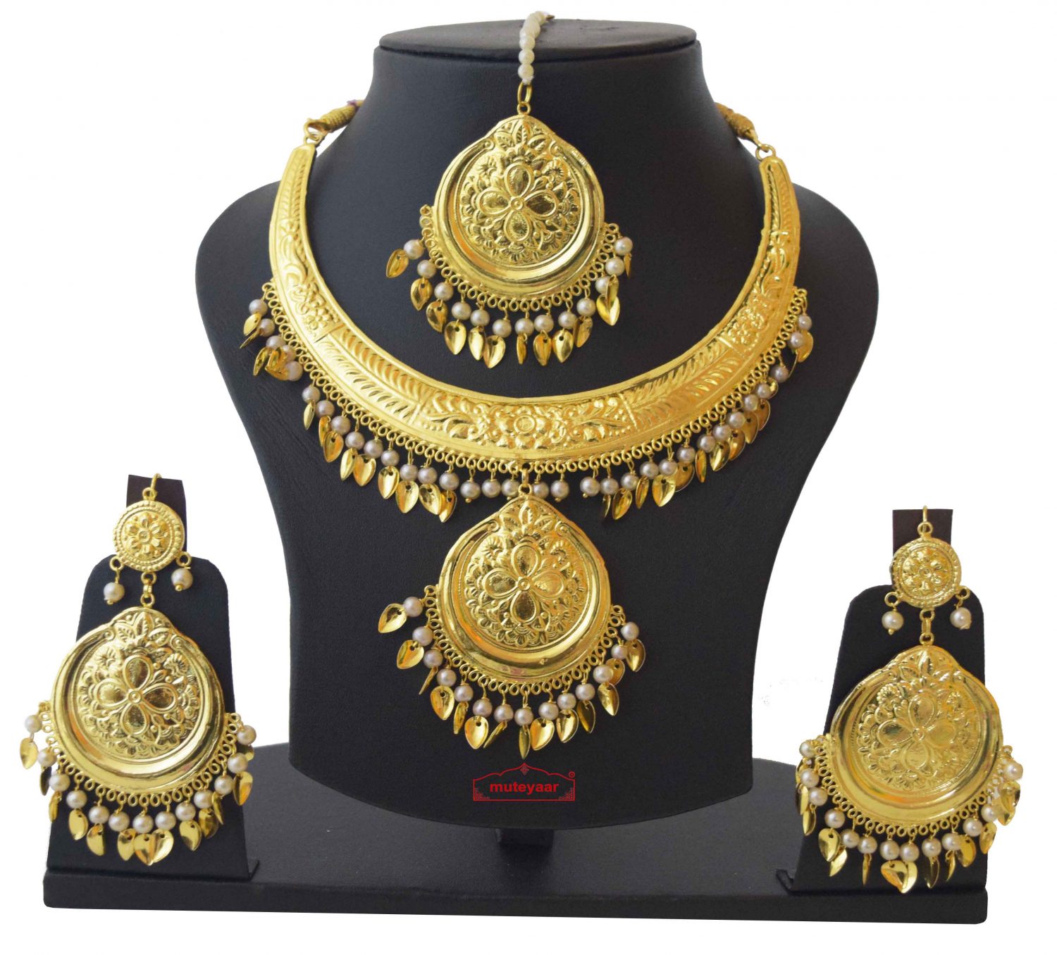 Hasli Set Necklace Earrings Tikka Punjabi Jewellery J0498 1