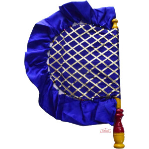 Blue Punjabi Pakhi Embroidered Traditional Hand Fan T0243