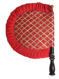 Red Punjabi Pakhi Embroidered Traditional Hand Fan T0245