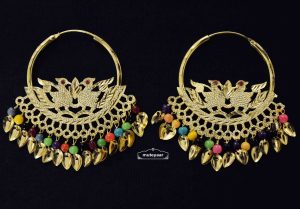 Multicolour Beads Morni Bali with Patti Hangings J0501