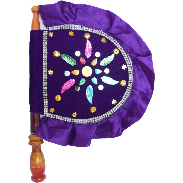 Traditional hand fan Pankha in purple Colour T0253