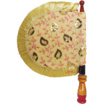 Golden Sequins Embroidered Pakhi Hand Fan T0259