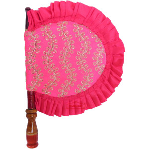 Pink Hand Fan Embroidered Punjabi Pakhi T0262