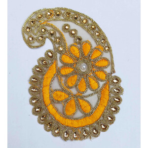 Zari Kundan Embroidered Ambi Paisley Motif MT0041