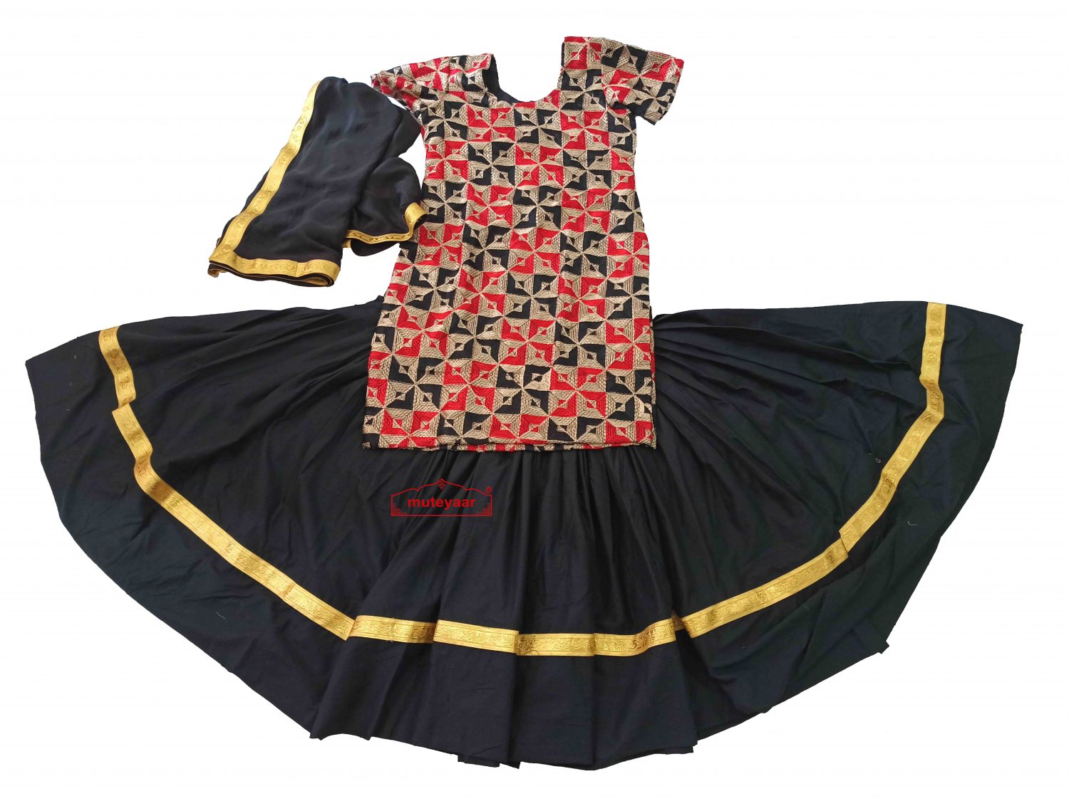 Lehenga Set for Giddha with Phulkari Kurti (PGD) 3