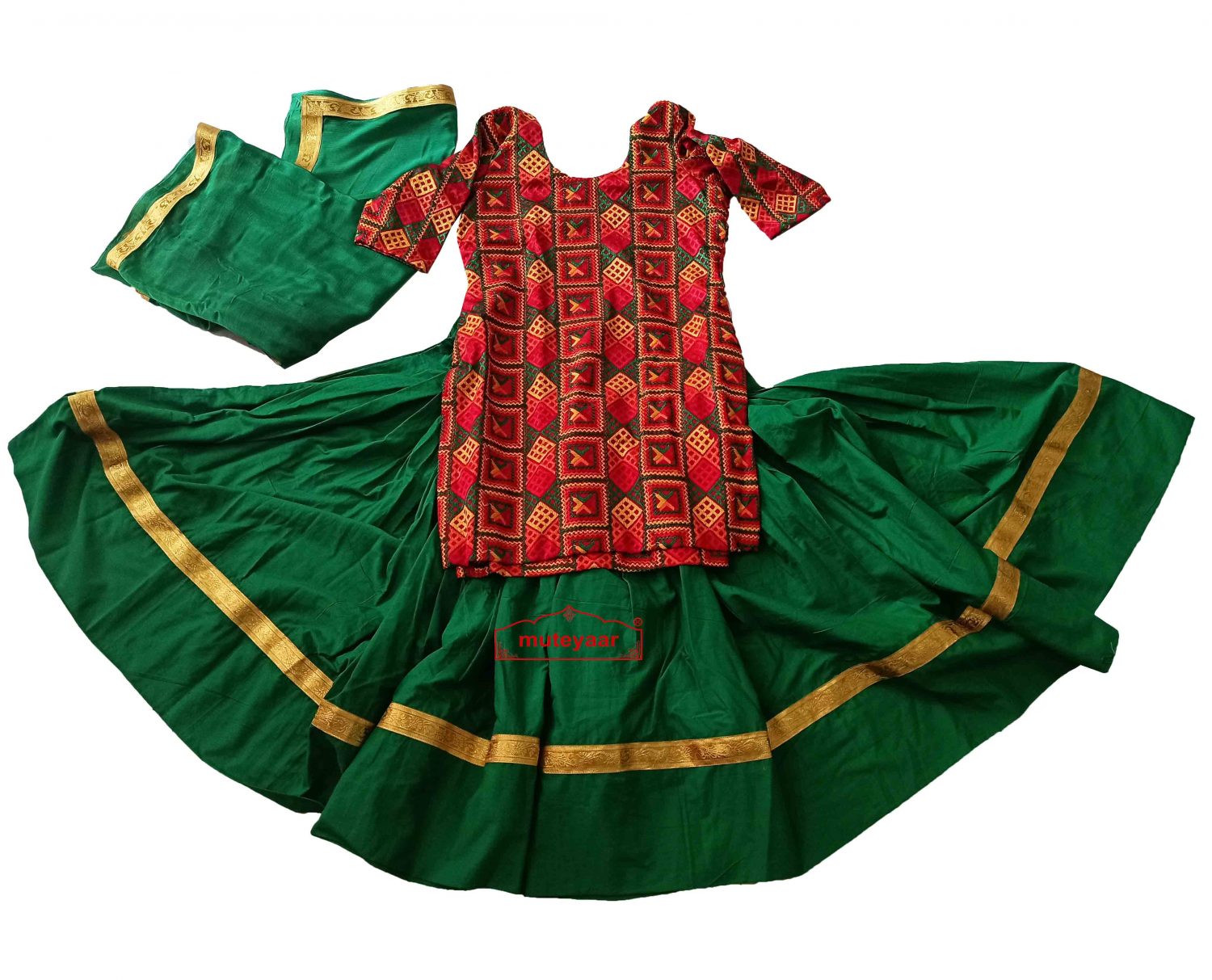 Lehenga Set for Giddha with Phulkari Kurti (PGD) 4