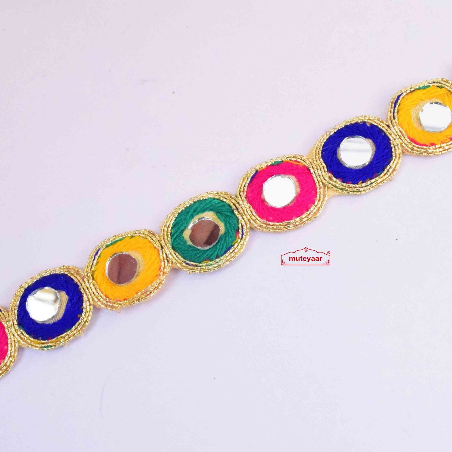 Multicolour Lace Kinari with Mirrors LC169