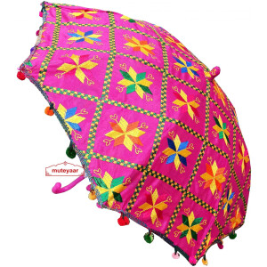 Magenta Phulkari Umbrella for Punjabi Wedding UMB01