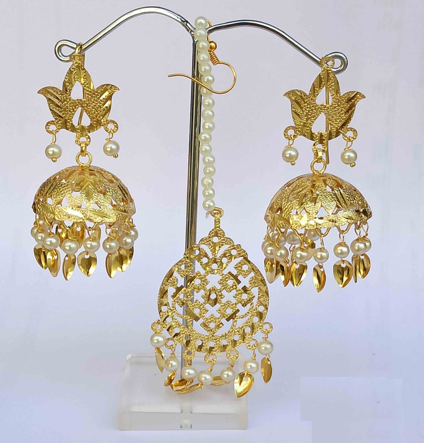 Golden Punjabi Jhumki Tikka Set J0532 3 J0532Golden Punjabi Jhumki Tikka Set J0532