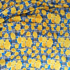 Yellow Floral Design Hosiery Fabric 65 inch wide cloth HF025