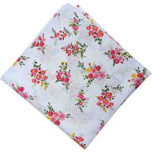 Red Flowers on White Base Pure Cotton Fabric Dress Material PC515