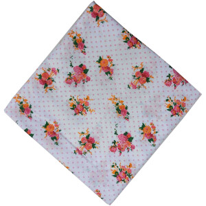 Pink Flowers on White Base Printed Cotton Fabric PC520