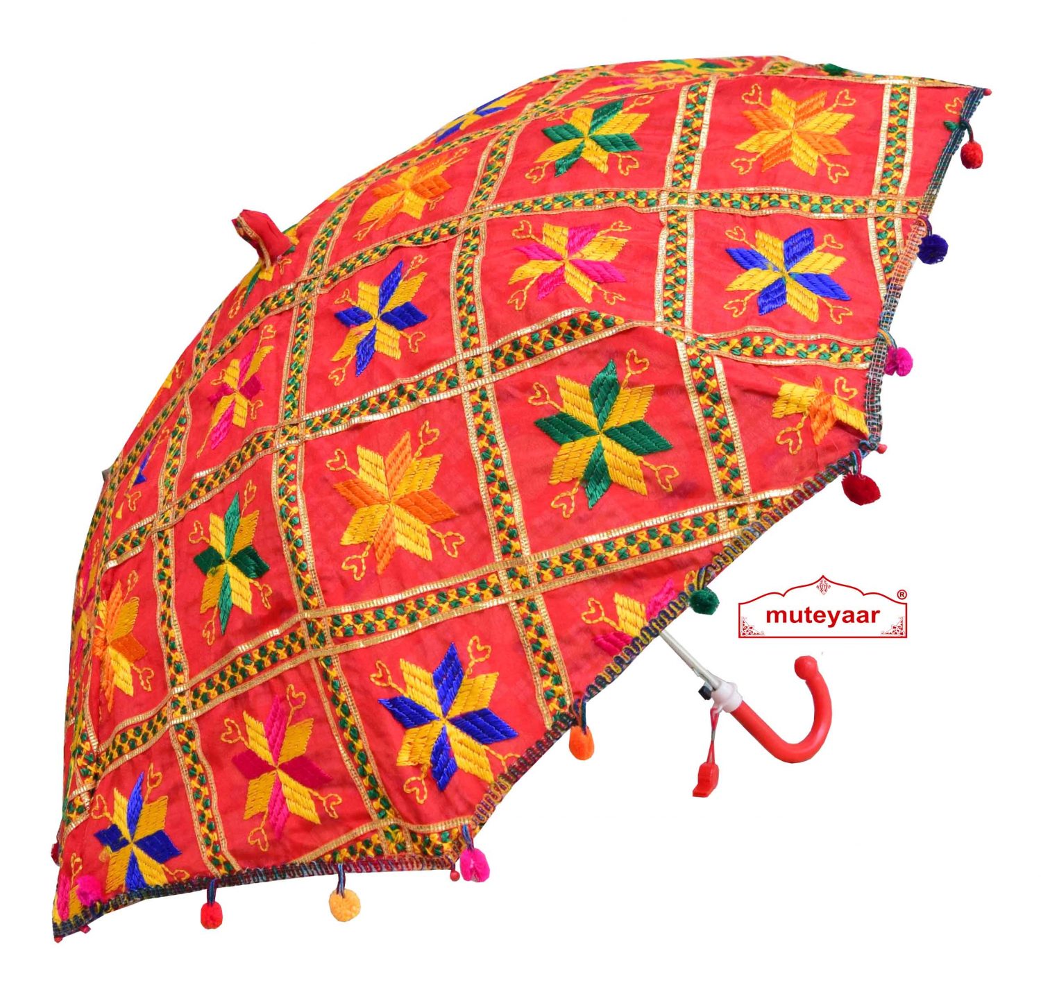 Red Phulkari Umbrella UMB03 Red Phulkari Umbrella UMB03