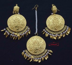Punjabi Traditional Earrings with Tikka J0554
