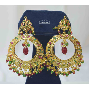 Jadau Bali Earrings with multicolour Stones J2013