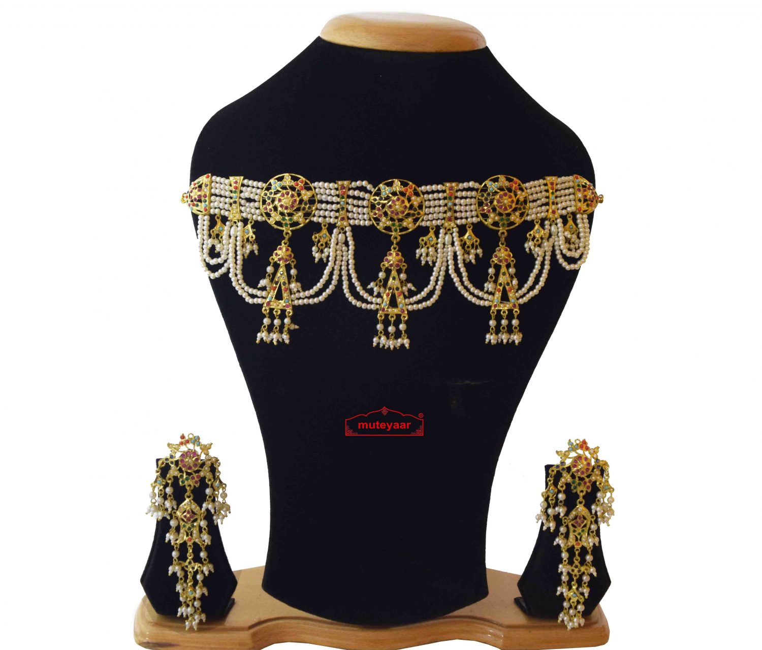 Jhallar Necklace Set Jadau Jewellery J4013 1