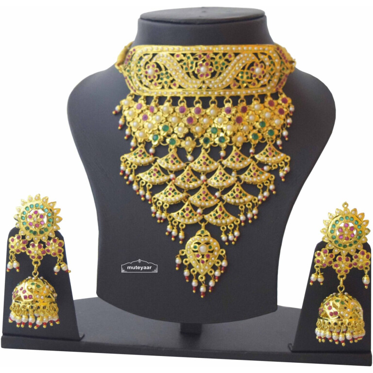Rajputi Necklace Jadau Set Rajasthani Jewellery 4027