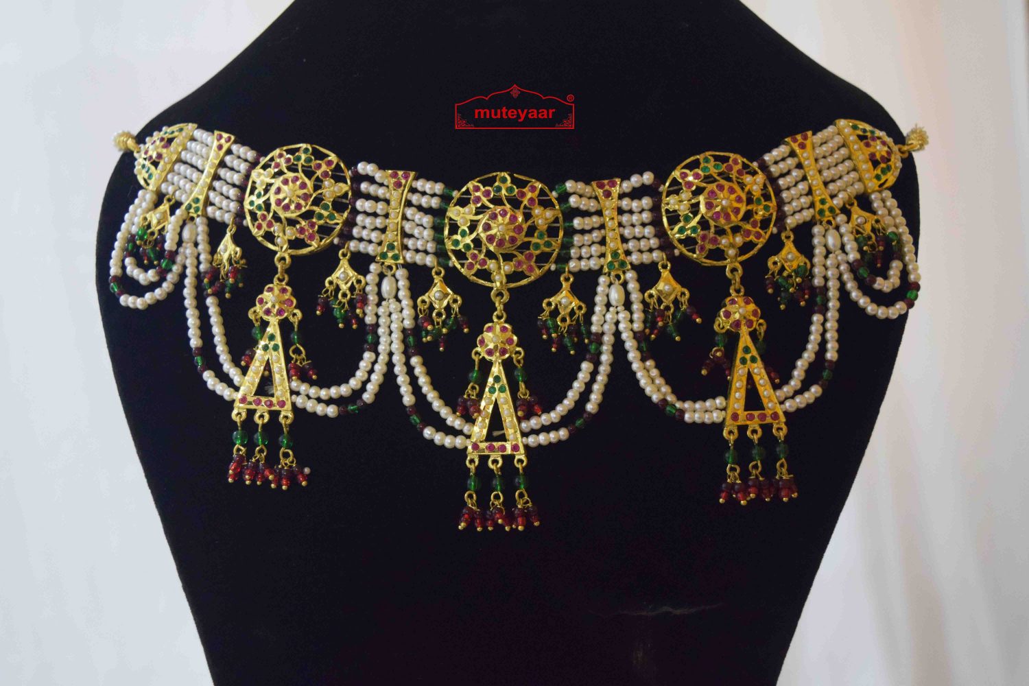 Jhallar Guluband Set Gold Plated Jadau Jewellery J4031 2