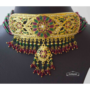 Ruby Emerald Guluband Set Jadau Jewellery J4035