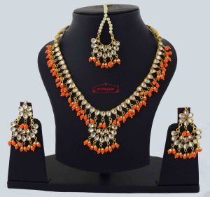 Orange Kundan Set J0560