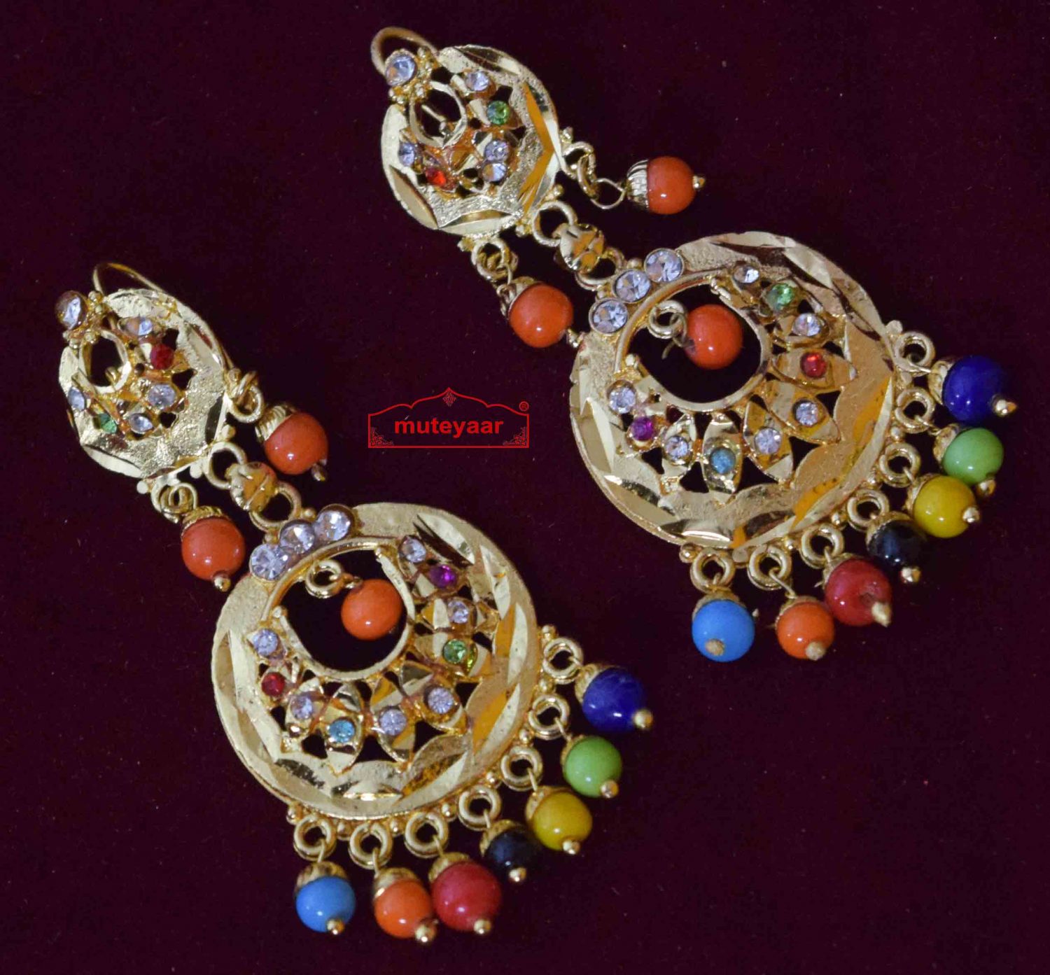 Multicolour jadau earrings J0566 1