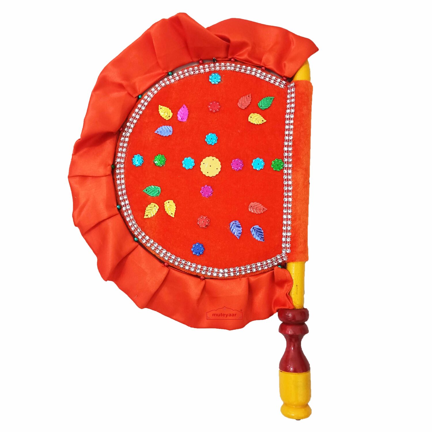 Traditional Punjabi Pakhi Orange Hand Fan T0272 3 Traditional Punjabi Pakhi Orange Hand Fan T0272