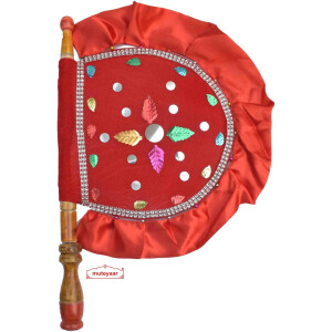 Red Traditional Punjabi Pakhi Hand Fan T0274