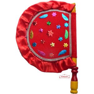 Red Traditional Punjabi Pakhi Hand Fan T0274