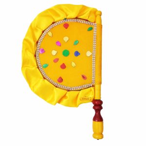 Yellow Punjabi Pakhi Decorative Hand Fan T0279