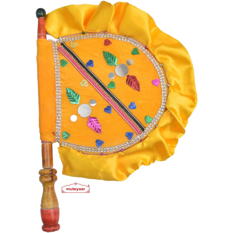 Yellow Punjabi Pakhi Decorative Hand Fan T0279