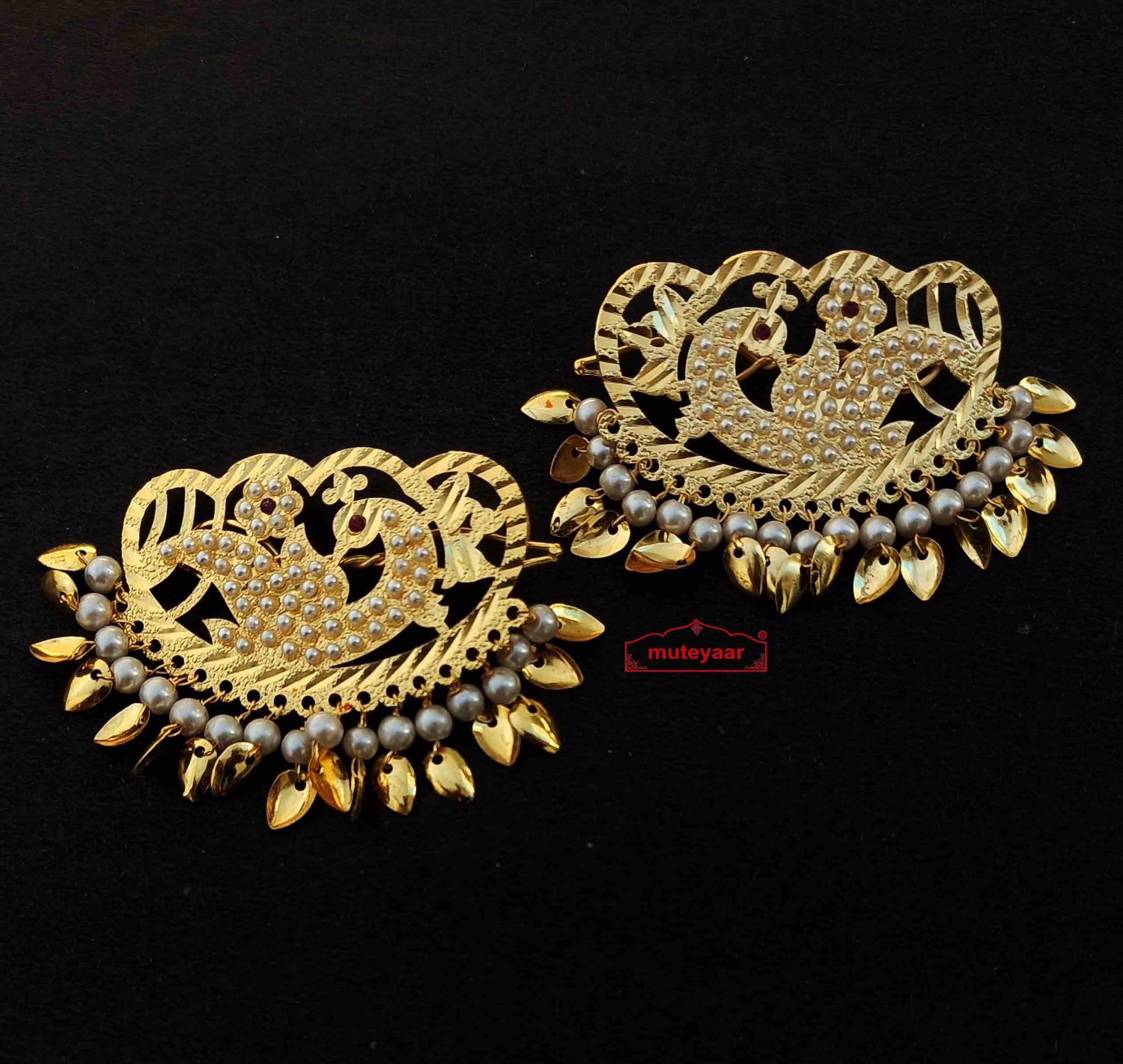 Big Jadau Hair Pins Traditional Punjabi Golden Hair Clips J0600 -  