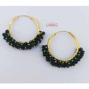 Guchha Bali Earrings with Green Beads J0605