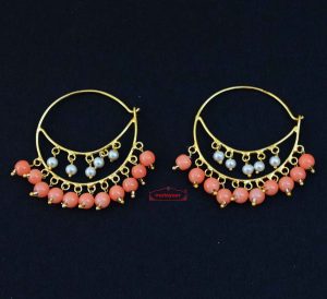Punjabi Bali earrings with Peach Moti J0613