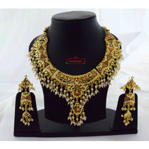 Gold Plated Jadau Set Bridal Jewellery J4061